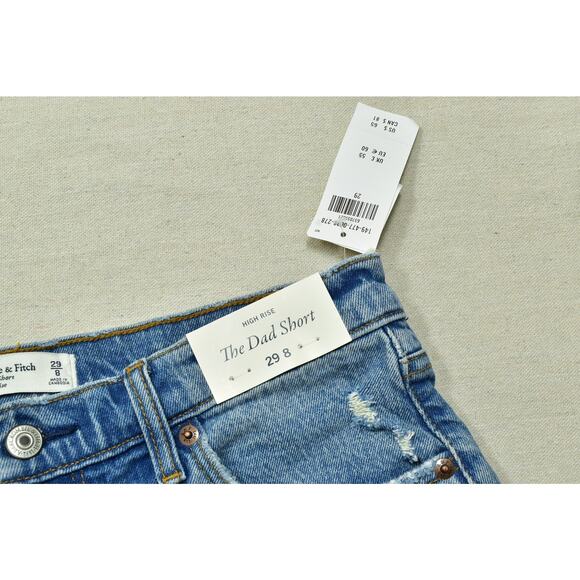Abercrombie & Fitch Women The Dad Short High Rise Blue Denim Size 29 Cotton NWT - Picture 4 of 8